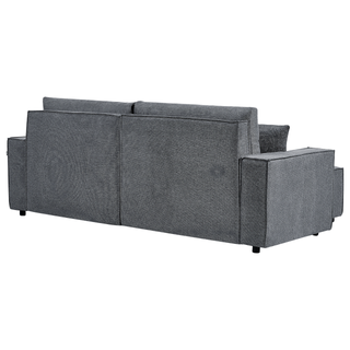 Right Hand Corner Sofa Bed Dark Grey Fabric Polyester Upholstered 3 Seater L-Shaped Bed with Cushions Sleeping Function Modern Style Living Room Beliani - Sofa In Store
