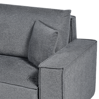 Right Hand Corner Sofa Bed Dark Grey Fabric Polyester Upholstered 3 Seater L-Shaped Bed with Cushions Sleeping Function Modern Style Living Room Beliani - Sofa In Store