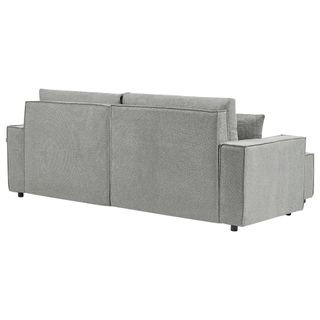 Right Hand Corner Sofa Bed Grey Fabric Polyester Upholstered 3 Seater L-Shaped Bed with Cushions Sleeping Function Modern Style Living Room Beliani - Sofa In Store