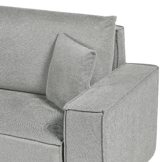 Right Hand Corner Sofa Bed Grey Fabric Polyester Upholstered 3 Seater L-Shaped Bed with Cushions Sleeping Function Modern Style Living Room Beliani - Sofa In Store