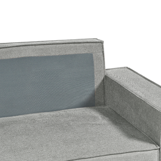 Right Hand Corner Sofa Bed Grey Fabric Polyester Upholstered 3 Seater L-Shaped Bed with Cushions Sleeping Function Modern Style Living Room Beliani - Sofa In Store