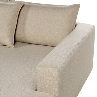 Corner Sofa Beige Polyester Upholstery Modern U-Shaped 5 Seater with Ottomans Extra Throw Pillows Cushioned Backrest Beliani
