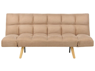 Sofa Bed Brown Fabric Upholstered 3 Seater Reclining Backrest Square Quilted Beliani - Sofa In Store