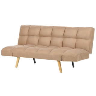 Sofa Bed Brown Fabric Upholstered 3 Seater Reclining Backrest Square Quilted Beliani - Sofa In Store