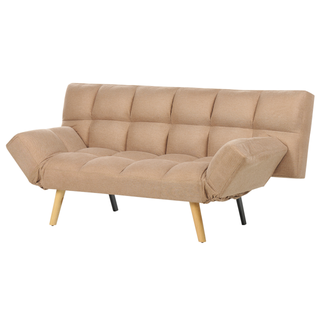 Sofa Bed Brown Fabric Upholstered 3 Seater Reclining Backrest Square Quilted Beliani - Sofa In Store