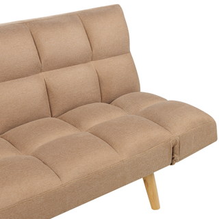 Sofa Bed Brown Fabric Upholstered 3 Seater Reclining Backrest Square Quilted Beliani - Sofa In Store