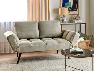 Fabric Sofa Bed Light Green Loveseat Adjustable Armrests Living Room Guest Bed Minimalist  Beliani