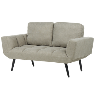 Fabric Sofa Bed Light Green Loveseat Adjustable Armrests Living Room Guest Bed Minimalist  Beliani