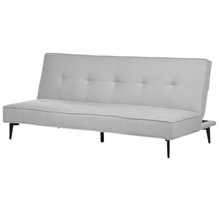 Sofa Bed Light Grey Fabric Modern Living Room Convertible 3 Seater Armless Minimalistic Design Beliani