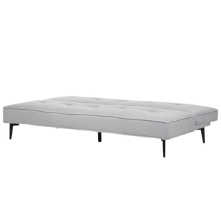 Sofa Bed Light Grey Fabric Modern Living Room Convertible 3 Seater Armless Minimalistic Design Beliani