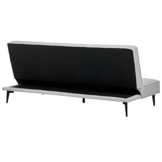Sofa Bed Light Grey Fabric Modern Living Room Convertible 3 Seater Armless Minimalistic Design Beliani