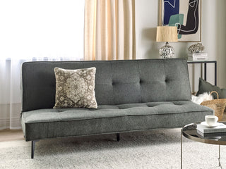 Sofa Bed Dark Grey Fabric Modern Living Room Convertible 3 Seater Armless Minimalistic Design Beliani