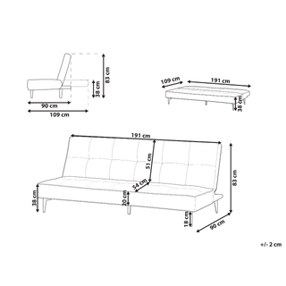 Sofa Bed Dark Grey Fabric Modern Living Room Convertible 3 Seater Armless Minimalistic Design Beliani