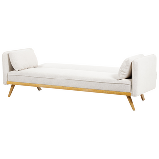 Sofa Bed Off-White Fabric Upholstered 3 Seater Click Clack Bed Wooden Frame Legs Armrests Living Room Traditional Beliani