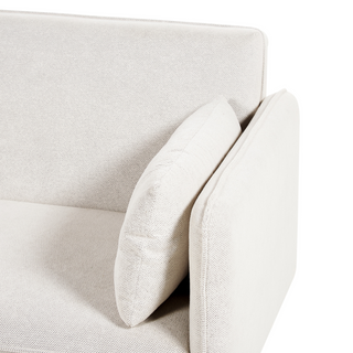 Sofa Bed Off-White Fabric Upholstered 3 Seater Click Clack Bed Wooden Frame Legs Armrests Living Room Traditional Beliani