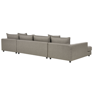 Corner Sofa Taupe Polyester Upholstery Modern U-Shaped 5 Seater with Ottomans Extra Throw Pillows Cushioned Backrest Beliani - Sofa In Store