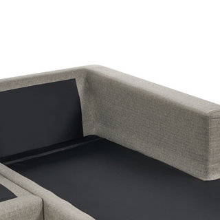Corner Sofa Taupe Polyester Upholstery Modern U-Shaped 5 Seater with Ottomans Extra Throw Pillows Cushioned Backrest Beliani - Sofa In Store