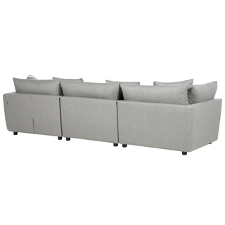 3-Seater Sofa | Polyester Fabric | Light Grey | Ottoman Footstool & Cushions | Modern Elegance - Sofa In Store