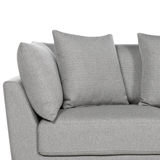 3-Seater Sofa | Polyester Fabric | Light Grey | Ottoman Footstool & Cushions | Modern Elegance - Sofa In Store