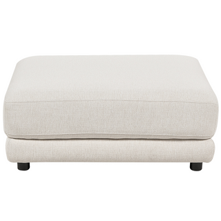 3-Seater Sofa Off-White Polyester Fabric Upholstery Couch with Ottoman Footstool Extra Throw Cushions Beliani