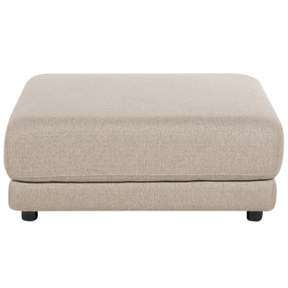3-Seater Sofa Beige Polyester Fabric Upholstery Couch with Ottoman Footstool Extra Throw Cushions Beliani