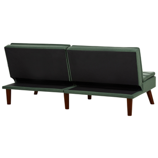 Sofa Bed Green 3-Seater Quilted Upholstery Click Clack Split Back Metal Legs Beliani
