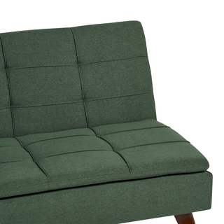 Sofa Bed Green 3-Seater Quilted Upholstery Click Clack Split Back Metal Legs Beliani