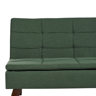 Sofa Bed Green 3-Seater Quilted Upholstery Click Clack Split Back Metal Legs Beliani
