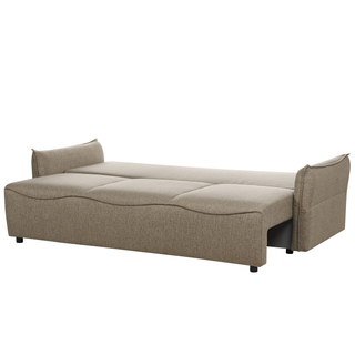 Sofa Bed Brown Polyester Fabric Convertible Sleeper with Storage Additional Cushions Removable Covers Modern Minimalist Style Living Room Bedroom Beliani - Sofa In Store