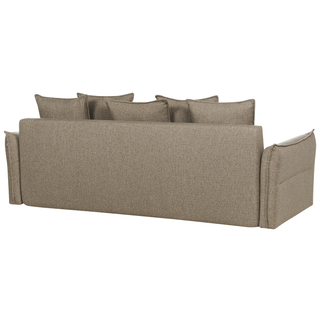 Sofa Bed Brown Polyester Fabric Convertible Sleeper with Storage Additional Cushions Removable Covers Modern Minimalist Style Living Room Bedroom Beliani - Sofa In Store
