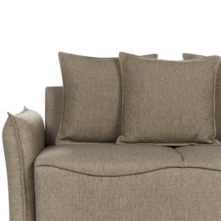 Sofa Bed Brown Polyester Fabric Convertible Sleeper with Storage Additional Cushions Removable Covers Modern Minimalist Style Living Room Bedroom Beliani - Sofa In Store