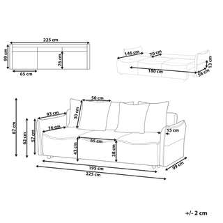 Sofa Bed Brown Polyester Fabric Convertible Sleeper with Storage Additional Cushions Removable Covers Modern Minimalist Style Living Room Bedroom Beliani - Sofa In Store