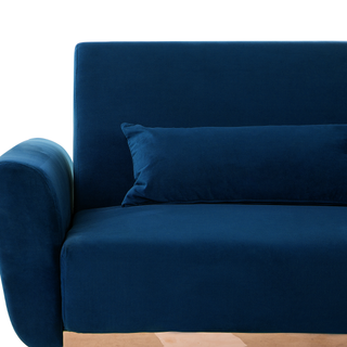 Sofa Bed Navy Blue Velvet 3 Seater Metal Legs Additional Cushions Retro Beliani - Sofa In Store