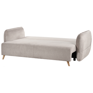Sofa Bed Taupe Polyester Velvet Fabric 234 x 104 x 77 cm Convertible Sleeper Storage Additional Cushions Removable Covers Modern Living Room Bedroom Beliani