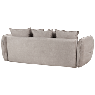 Sofa Bed Taupe Polyester Velvet Fabric 234 x 104 x 77 cm Convertible Sleeper Storage Additional Cushions Removable Covers Modern Living Room Bedroom Beliani
