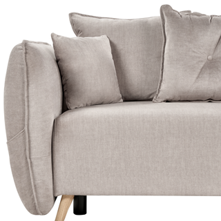Sofa Bed Taupe Polyester Velvet Fabric 234 x 104 x 77 cm Convertible Sleeper Storage Additional Cushions Removable Covers Modern Living Room Bedroom Beliani