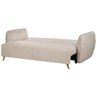 Sofa Bed Cream Beige Polyester Velvet Fabric 234 x 104 x 77 cm Convertible Sleeper Storage Additional Cushions Removable Covers Modern Living Room Bedroom Beliani - Sofa In Store