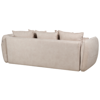 Sofa Bed Cream Beige Polyester Velvet Fabric 234 x 104 x 77 cm Convertible Sleeper Storage Additional Cushions Removable Covers Modern Living Room Bedroom Beliani - Sofa In Store