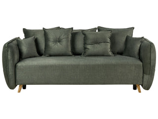 Sofa Bed Green Polyester Velvet Fabric 234 x 104 x 77 cm Convertible Sleeper Storage Additional Cushions Removable Covers Modern Living Room Bedroom Beliani - Sofa In Store