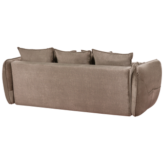 Sofa Bed Brown Polyester Velvet Fabric 234 x 104 x 77 cm Convertible Sleeper Storage Additional Cushions Removable Covers Modern Living Room Bedroom Beliani - Sofa In Store