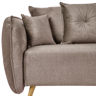 Sofa Bed Brown Polyester Velvet Fabric 234 x 104 x 77 cm Convertible Sleeper Storage Additional Cushions Removable Covers Modern Living Room Bedroom Beliani - Sofa In Store