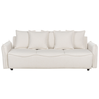 Sofa Bed White Convertible Sleeper with Storage Additional Cushions Removable Covers Modern Minimalist Style Living Room Bedroom Beliani - Sofa In Store