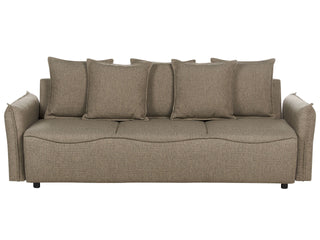 Sofa Bed Brown Polyester Fabric Convertible Sleeper with Storage Additional Cushions Removable Covers Modern Minimalist Style Living Room Bedroom Beliani - Sofa In Store