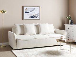 Sofa Bed White Convertible Sleeper with Storage Additional Cushions Removable Covers Modern Minimalist Style Living Room Bedroom Beliani - Sofa In Store
