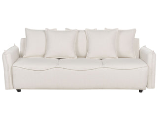 Sofa Bed White Convertible Sleeper with Storage Additional Cushions Removable Covers Modern Minimalist Style Living Room Bedroom Beliani - Sofa In Store