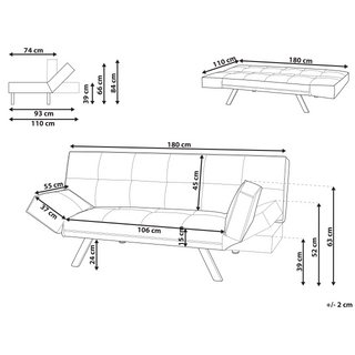 3 Seater Sofa Bed | Fabric | Beige | Armless Design & Modern Style | Verona