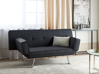 3 Seater Sofa Bed | Faux Leather Polyester Fabric | Black | Armless Design | Modern - Sofa In Store