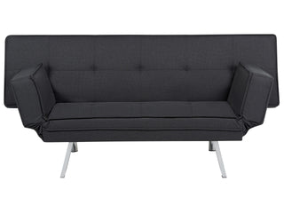 3 Seater Sofa Bed | Faux Leather Polyester Fabric | Black | Armless Design | Modern