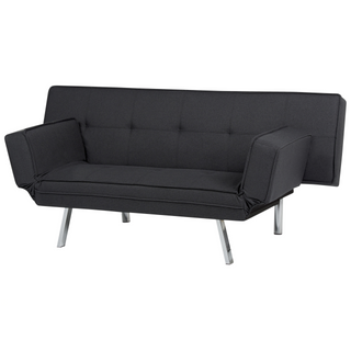 3 Seater Sofa Bed | Faux Leather Polyester Fabric | Black | Armless Design | Modern - Sofa In Store