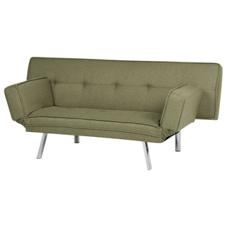 3 Seater Sofa Bed Green Upholstered Armless Modern Beliani